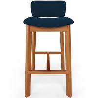 Kit 02 Banquetas Alta Para Cozinha Sala De Jantar Bar Dara L02 Suede Azul Marinho - Lyam Decor - 3