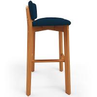 Kit 02 Banquetas Alta Para Cozinha Sala De Jantar Bar Dara L02 Suede Azul Marinho - Lyam Decor - 6