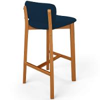 Kit 02 Banquetas Alta Para Cozinha Sala De Jantar Bar Dara L02 Suede Azul Marinho - Lyam Decor - 7