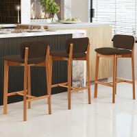 Kit 04 Banquetas Alta Para Cozinha Sala De Jantar Bar Dara L02 Suede Marrom - Lyam Decor - 2