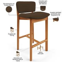 Kit 04 Banquetas Alta Para Cozinha Sala De Jantar Bar Dara L02 Suede Marrom - Lyam Decor