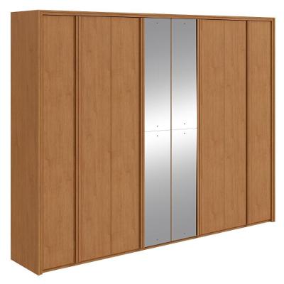 Guarda Roupa Casal Easy Glow 8 Portas de Bater 6 Gavetas Amendoa Clean MDF