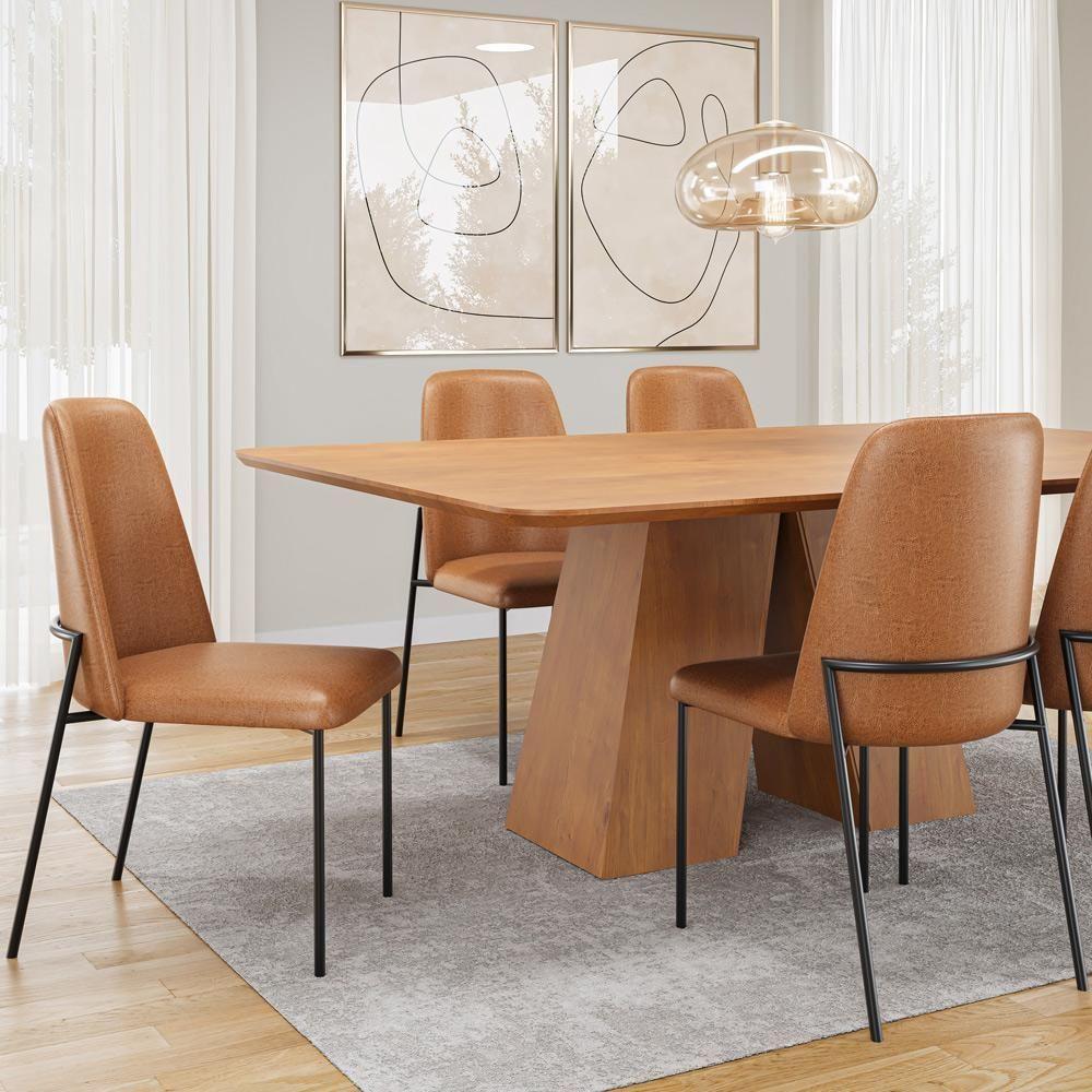 Cadeira Decorativa Estofada Para Sala De Jantar Bella L02 Couríssimo Whisky - Lyam Decor - 2