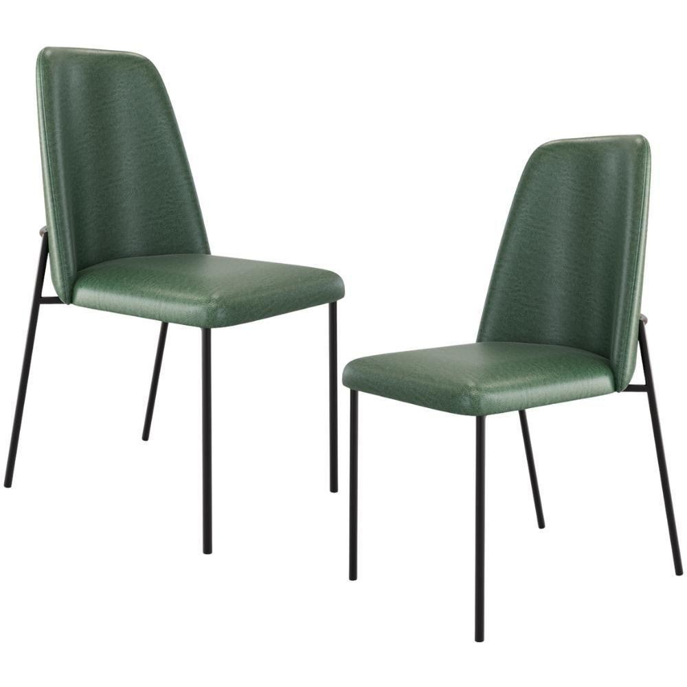 Kit 02 Cadeiras Decorativa Estofada Para Sala De Jantar Bella L02 Couríssimo Verde - Lyam Decor - 1