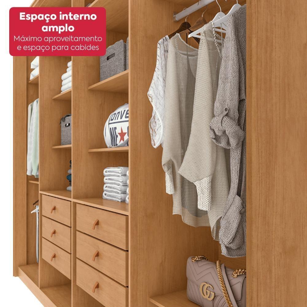 Guarda-roupa Casal 100% Mdf 8 Portas Easy Glow Com Espelhos Amendoa Clean/off White - 6