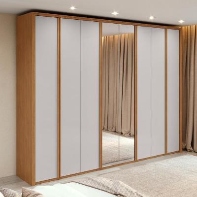 Guarda Roupa Casal Easy Glow 8 Portas Bater 6 Gavetas Amendoa Clean-Off White MDF