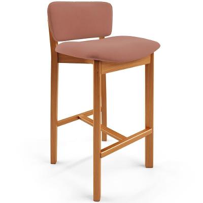 Banqueta Alta Para Cozinha Sala De Jantar Bar Dara L02 Suede Rosê - Lyam Decor