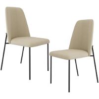 Kit 02 Cadeiras Decorativa Estofada Para Sala De Jantar Bella L02 Linho Bege Escuro - Lyam Decor - 1