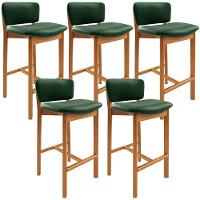 Kit 05 Banquetas Alta Para Cozinha Sala De Jantar Bar Dara L02 Couríssimo Verde Musgo - Lyam Decor - 1