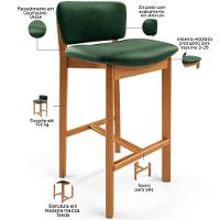 Kit 05 Banquetas Alta Para Cozinha Sala De Jantar Bar Dara L02 Couríssimo Verde Musgo - Lyam Decor