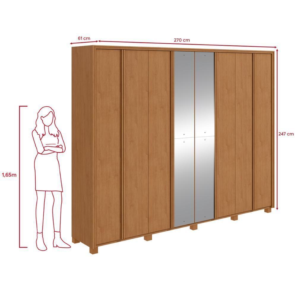 Guarda-roupa Casal 100% Mdf 8 Portas Easy Glow Com Espelhos E Pés Amendoa Clean - 4