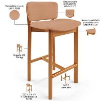 Kit 03 Banquetas Alta Para Cozinha Sala De Jantar Bar Dara L02 Linho Rosê - Lyam Decor