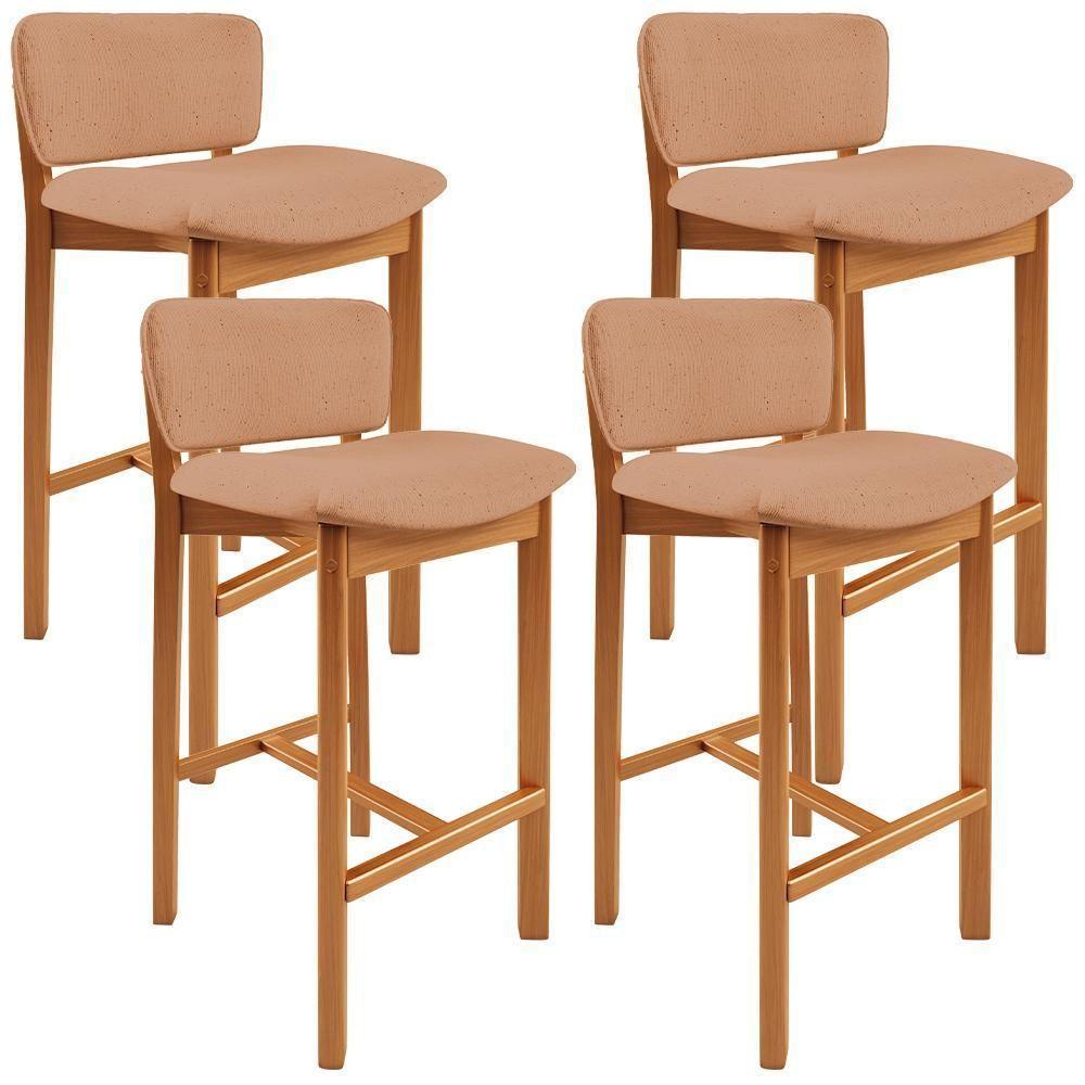 Kit 04 Banquetas Alta Para Cozinha Sala De Jantar Bar Dara L02 Linho Rosê - Lyam Decor - 1