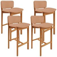 Kit 04 Banquetas Alta Para Cozinha Sala De Jantar Bar Dara L02 Linho Rosê - Lyam Decor - 1