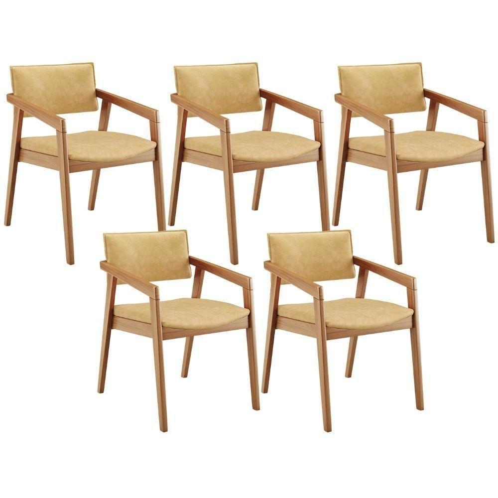 Kit 05 Cadeiras Para Sala De Jantar Estar Living Giorgia L02 Couríssimo Casco Fendi - Lyam Decor - 1