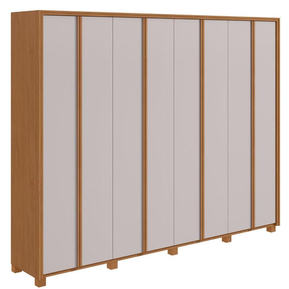 Guarda-roupa Casal 100% Mdf 8 Portas Easy Glow Com Pés Amendoa Clean/off White - 2