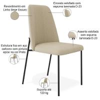 Kit 03 Cadeiras Decorativa Estofada Para Sala De Jantar Bella L02 Linho Bege Escuro - Lyam Decor