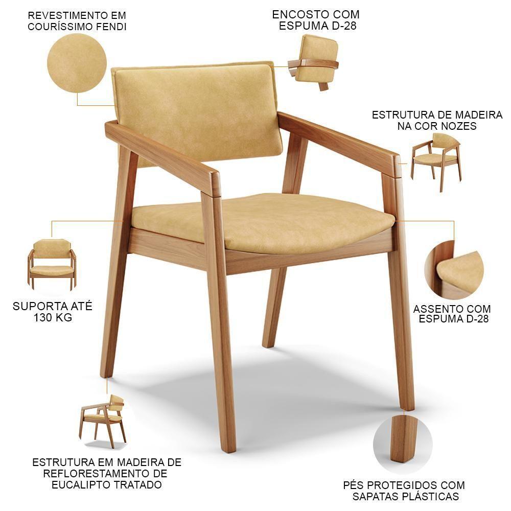 Kit 06 Cadeiras Para Sala De Jantar Estar Living Giorgia L02 Couríssimo Casco Fendi - Lyam Decor - 4