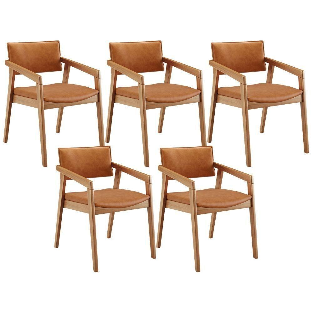 Kit 05 Cadeiras Para Sala De Jantar Estar Living Giorgia L02 Couríssimo Canela - Lyam Decor - 1