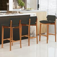 Banqueta Alta Para Cozinha Sala De Jantar Bar Dara L02 Linho Verde-musgo - Lyam Decor - 2