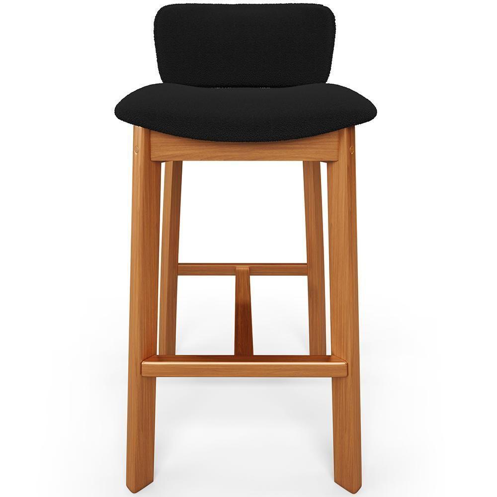 Banqueta Alta Para Cozinha Sala De Jantar Bar Dara L02 Bouclê Preto- Lyam Decor - 3