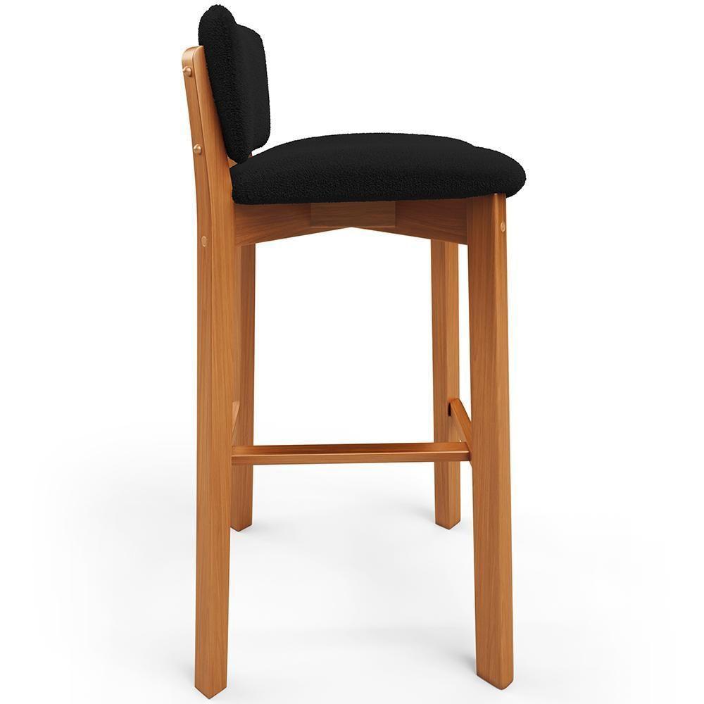 Banqueta Alta Para Cozinha Sala De Jantar Bar Dara L02 Bouclê Preto- Lyam Decor - 6