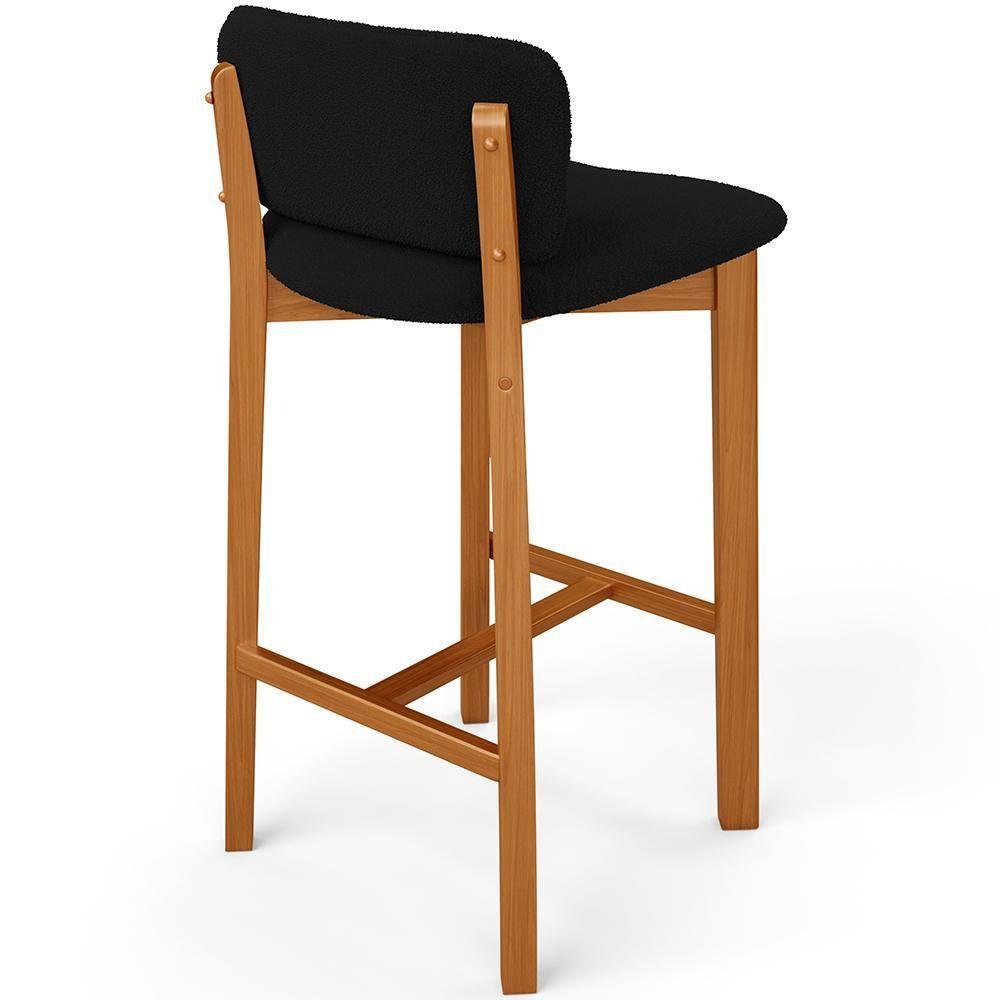 Banqueta Alta Para Cozinha Sala De Jantar Bar Dara L02 Bouclê Preto- Lyam Decor - 7