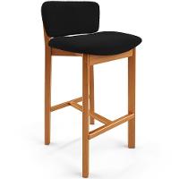 Banqueta Alta Para Cozinha Sala De Jantar Bar Dara L02 Bouclê Preto- Lyam Decor - 1