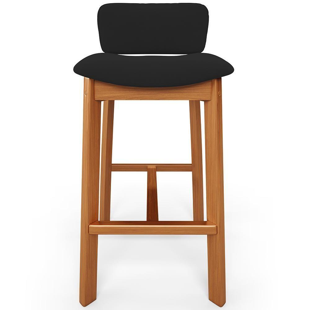 Kit 02 Banquetas Alta Para Cozinha Sala De Jantar Bar Dara L02 Suede Preto - Lyam Decor - 3