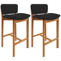 Kit 02 Banquetas Alta Para Cozinha Sala De Jantar Bar Dara L02 Suede Preto - Lyam Decor - 1