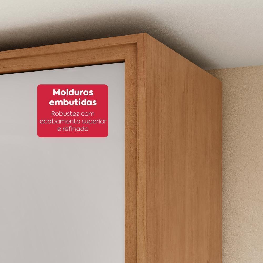 Guarda-roupa Casal 100% Mdf 8 Portas Easy Glow Com Espelhos E Pés Amendoa Clean/off White - 8