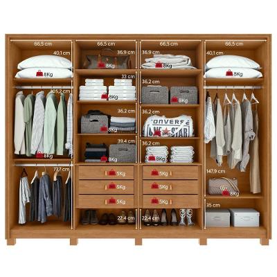 Guarda Roupa Casal Easy Glow 8 Portas de Bater 6 Gavetas Amendoa Clean-Off White MDF