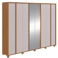 Guarda-roupa Casal 100% Mdf 8 Portas Easy Glow Com Espelhos E Pés Amendoa Clean/off White - 2