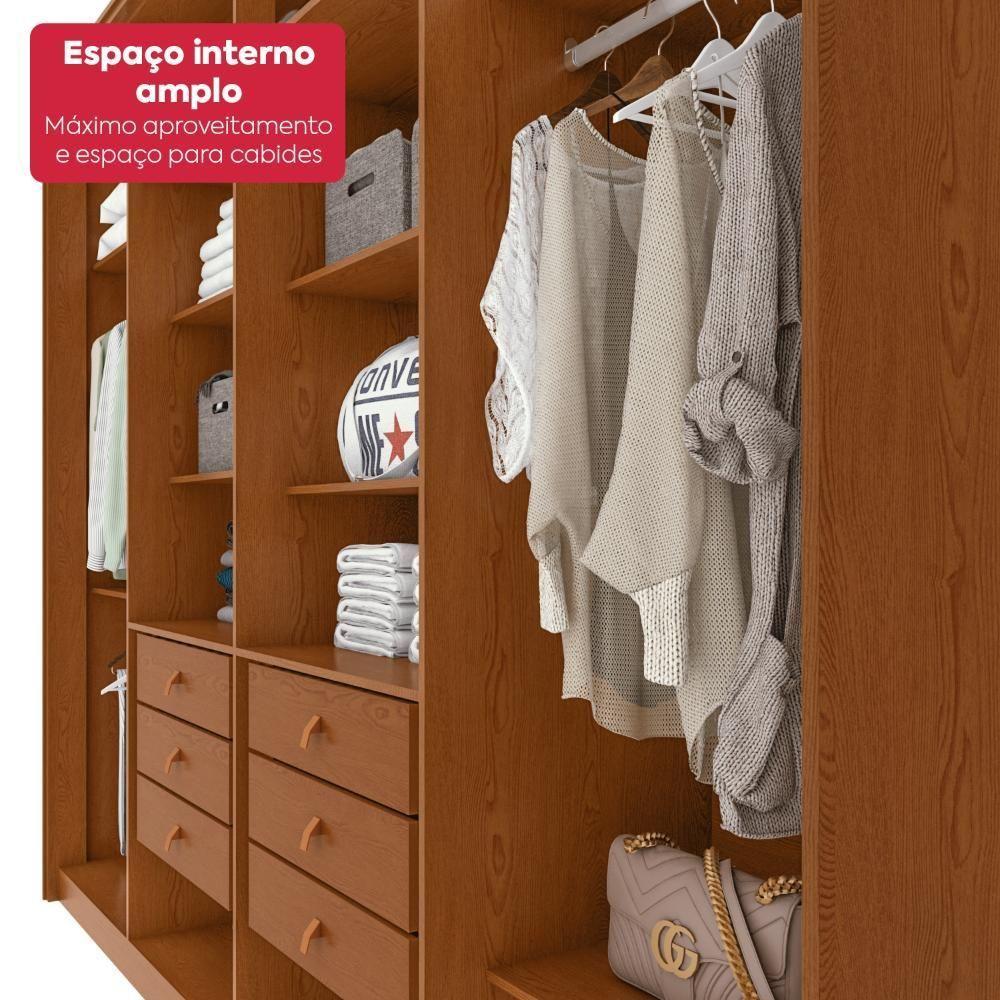 Guarda-roupa Casal 100% Mdf 8 Portas Easy Glow Com Espelhos Frassino - 5