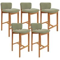 Kit 05 Banquetas Alta Para Cozinha Sala De Jantar Bar Dara L02 Bouclê Oliva - Lyam Decor - 1