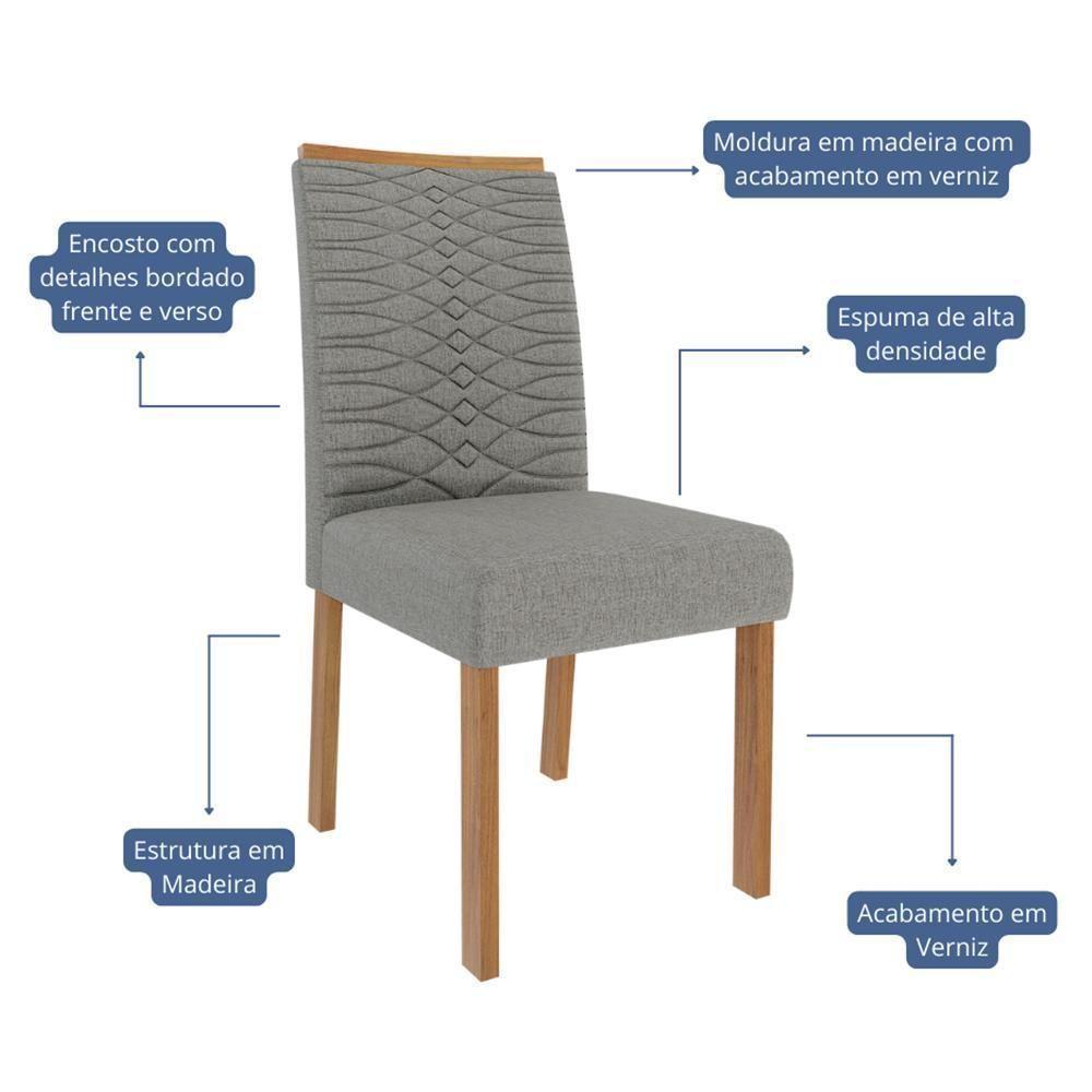 Conjunto 4 Cadeiras Clarice Wood Madeira-linho Grafite - Cimol Móveis Madeira-linho Grafite - 2