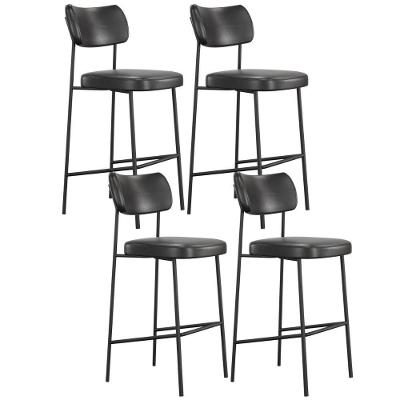 Kit 04 Banquetas Alta Bar Cozinha Sala De Jantar Preto Melina L02 Couríssimo Preto - Lyam Decor