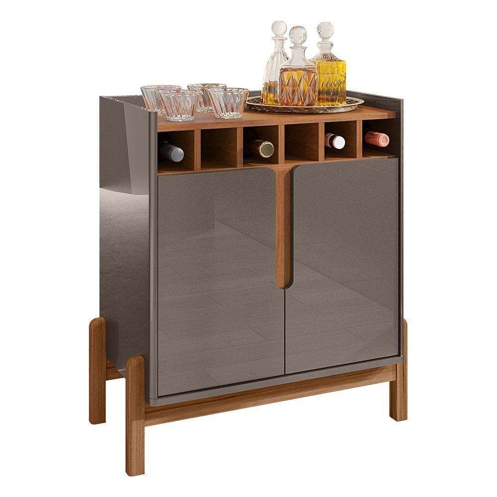 Aparador Barzinho Lizz Com Adega 2 Portas Cinza Pérola-cedro - Casa D Cinza Pérola-cedro - 1