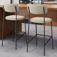 Kit 03 Banquetas Alta Bar Cozinha Sala Jantar Whisky Melina L02 Couríssimo Whisky Linho Bege - Lyam Decor - 2