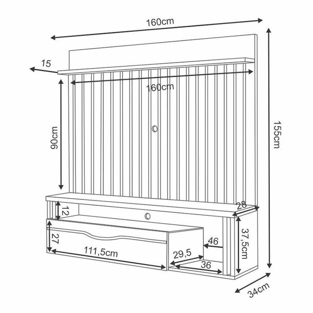 Home Suspenso Self 1.6 Ripado Cinamomo-off White Para Tv Até 55? - Hb Móveis Cinamomo-off White - 5