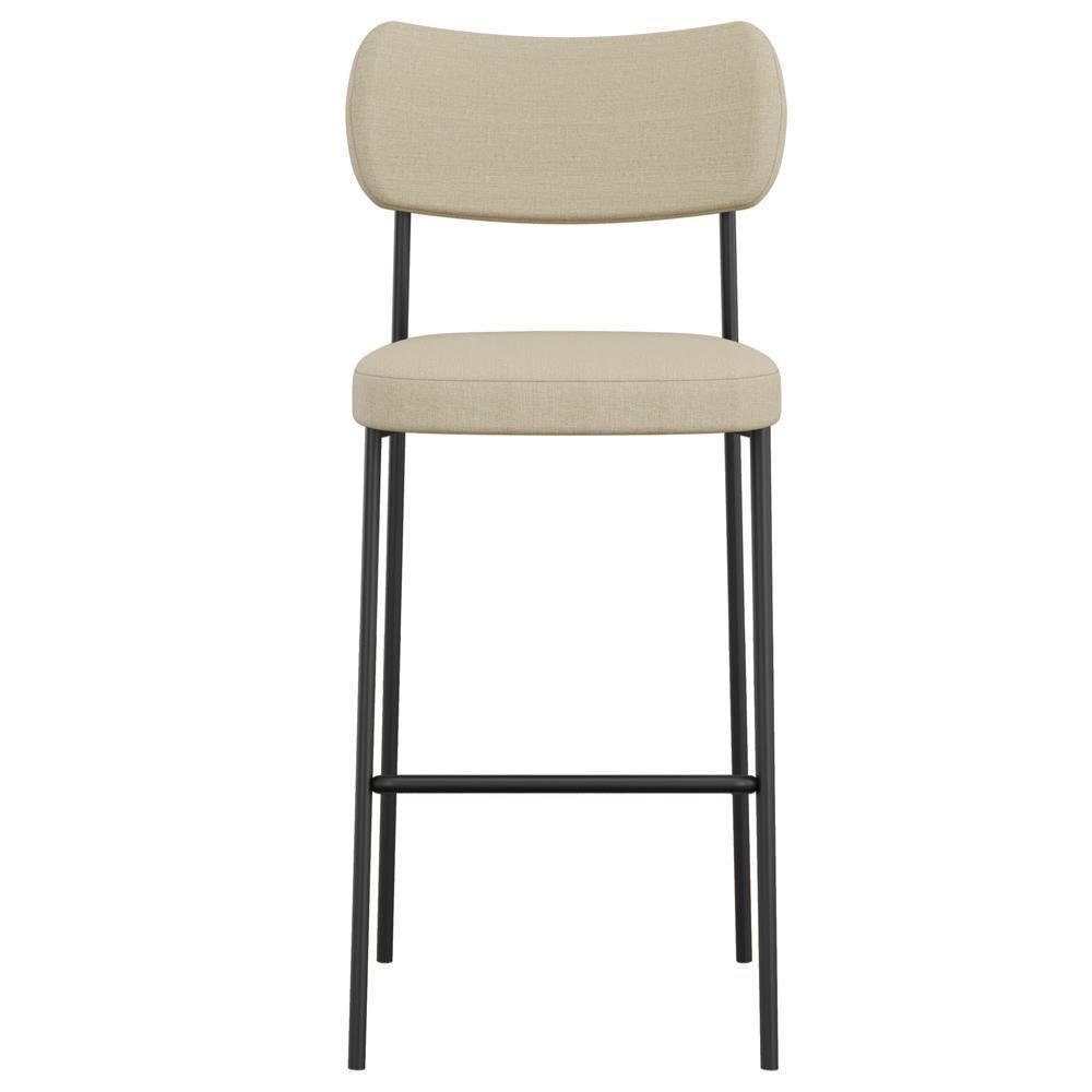 Kit 02 Banquetas Alta Bar Cozinha Sala De Jantar Preto Melina L02 Linho Bege Escuro - Lyam Decor - 3