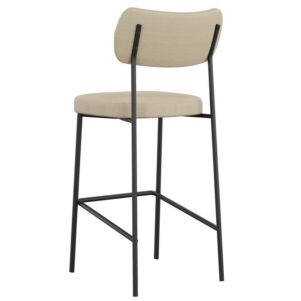 Kit 02 Banquetas Alta Bar Cozinha Sala De Jantar Preto Melina L02 Linho Bege Escuro - Lyam Decor - 8