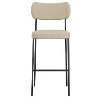 Kit 02 Banquetas Alta Bar Cozinha Sala De Jantar Preto Melina L02 Linho Bege Escuro - Lyam Decor - 3