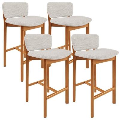 Kit 04 Banquetas Alta Para Cozinha Sala De Jantar Bar Dara L02 Bouclê Cru - Lyam Decor