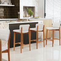 Kit 04 Banquetas Alta Para Cozinha Sala De Jantar Bar Dara L02 Bouclê Cru - Lyam Decor - 2