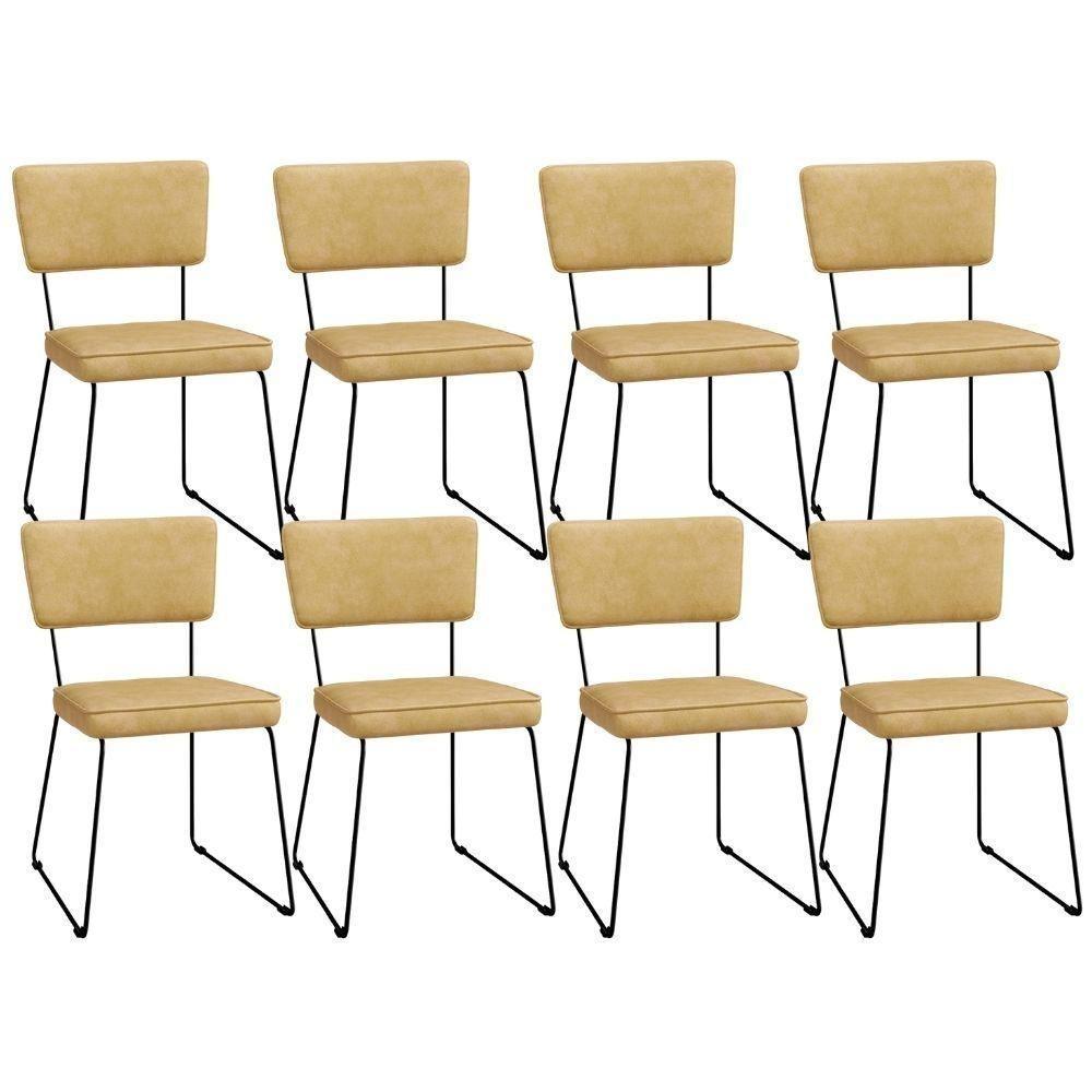 Kit 8 Cadeiras Decorativa Estofada Para Sala De Jantar Allana L02 Couríssimo Casco Fendi - Lyam Decor - 1