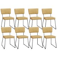 Kit 8 Cadeiras Decorativa Estofada Para Sala De Jantar Allana L02 Couríssimo Casco Fendi - Lyam Decor - 1