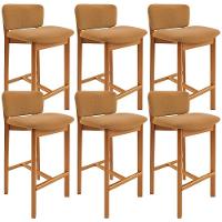 Kit 06 Banquetas Alta Para Cozinha Sala De Jantar Bar Dara L02 Bouclê Mostarda - Lyam Decor - 1