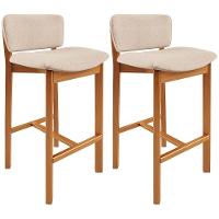 Kit 02 Banquetas Alta Para Cozinha Sala De Jantar Bar Dara L02 Linho Bege - Lyam Decor - 1