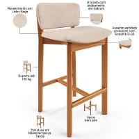 Kit 02 Banquetas Alta Para Cozinha Sala De Jantar Bar Dara L02 Linho Bege - Lyam Decor